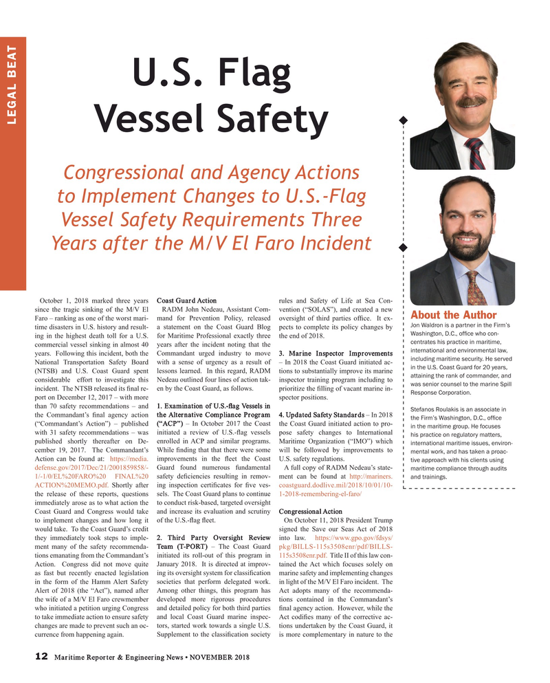 Maritime Reporter Magazine, page 12,  Nov 2018