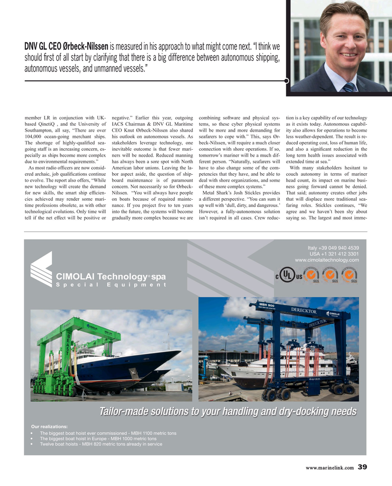 Maritime Reporter Magazine, page 39,  Nov 2018