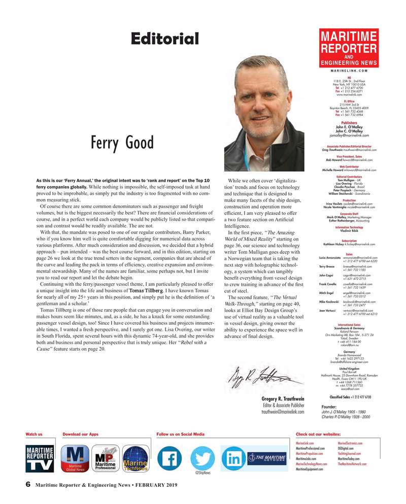 Maritime Reporter Magazine, page 6,  Feb 2019