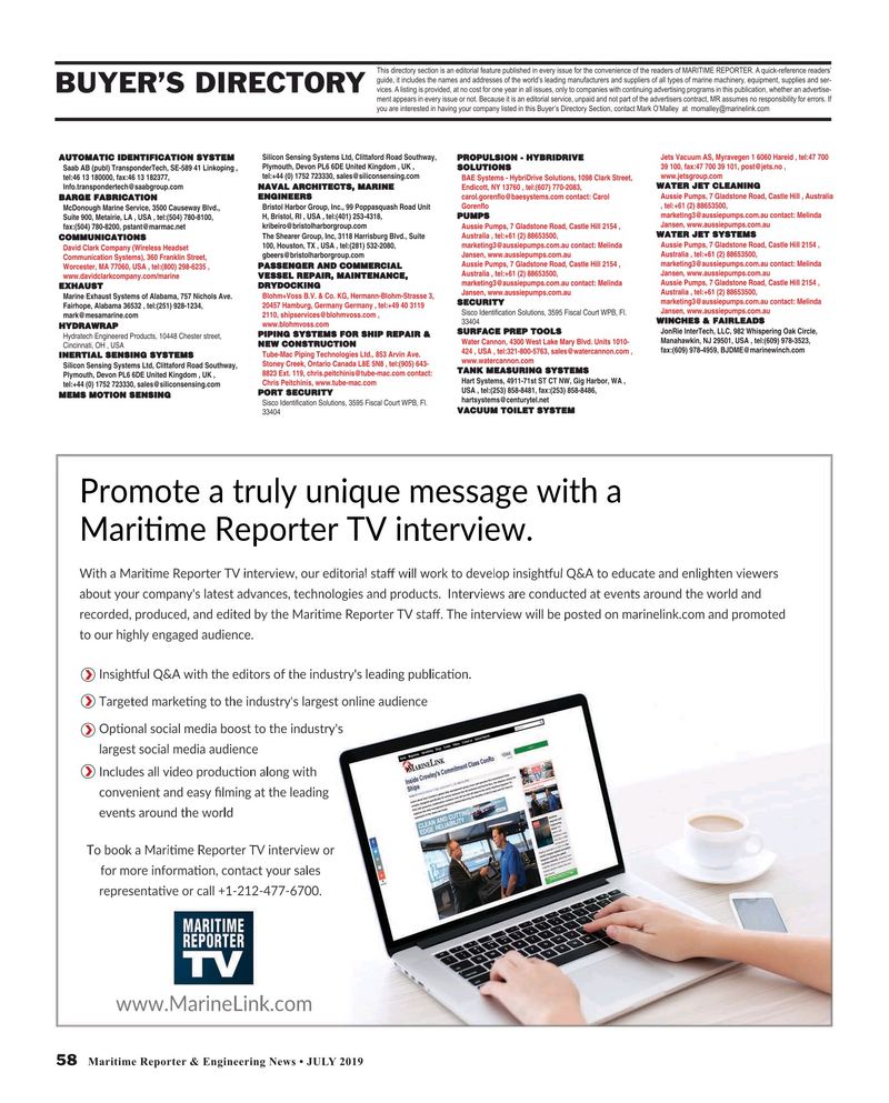 Maritime Reporter Magazine, page 58,  Jul 2019