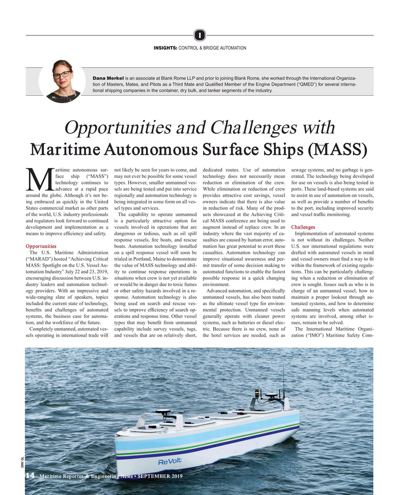 Maritime Reporter Magazine, page 14,  Sep 2019
