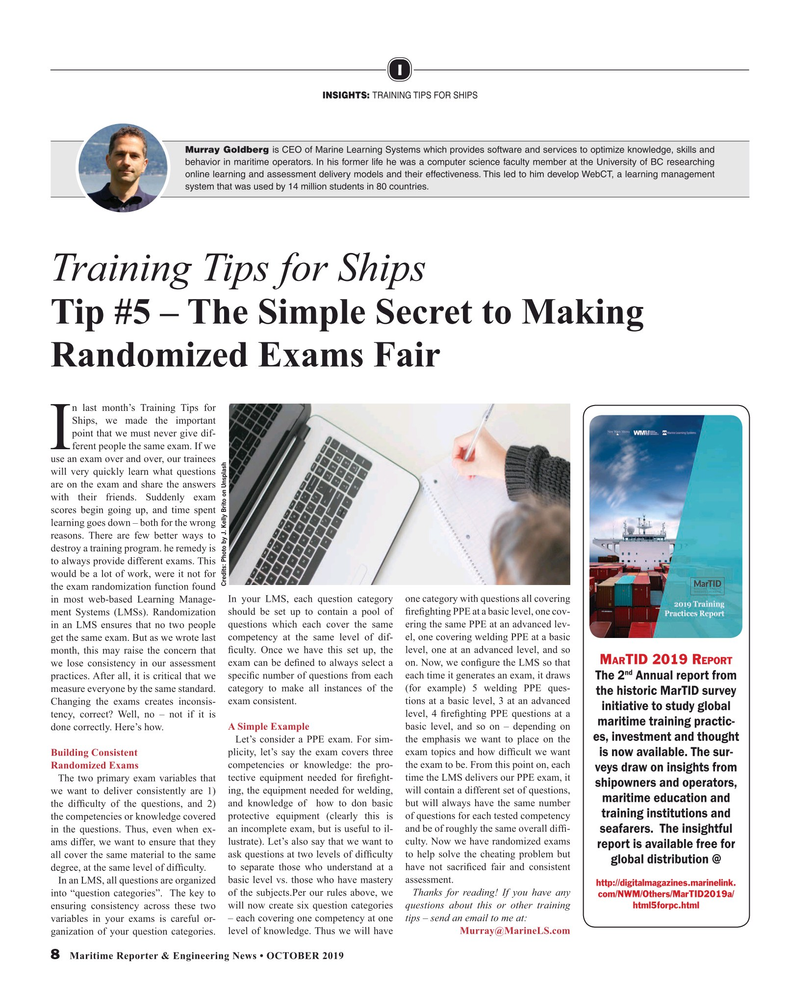Maritime Reporter Magazine, page 8,  Oct 2019