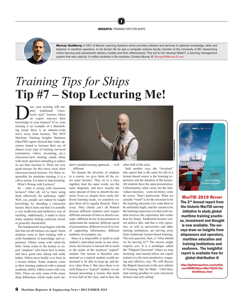 Maritime Reporter Magazine, page 8,  Dec 2019
