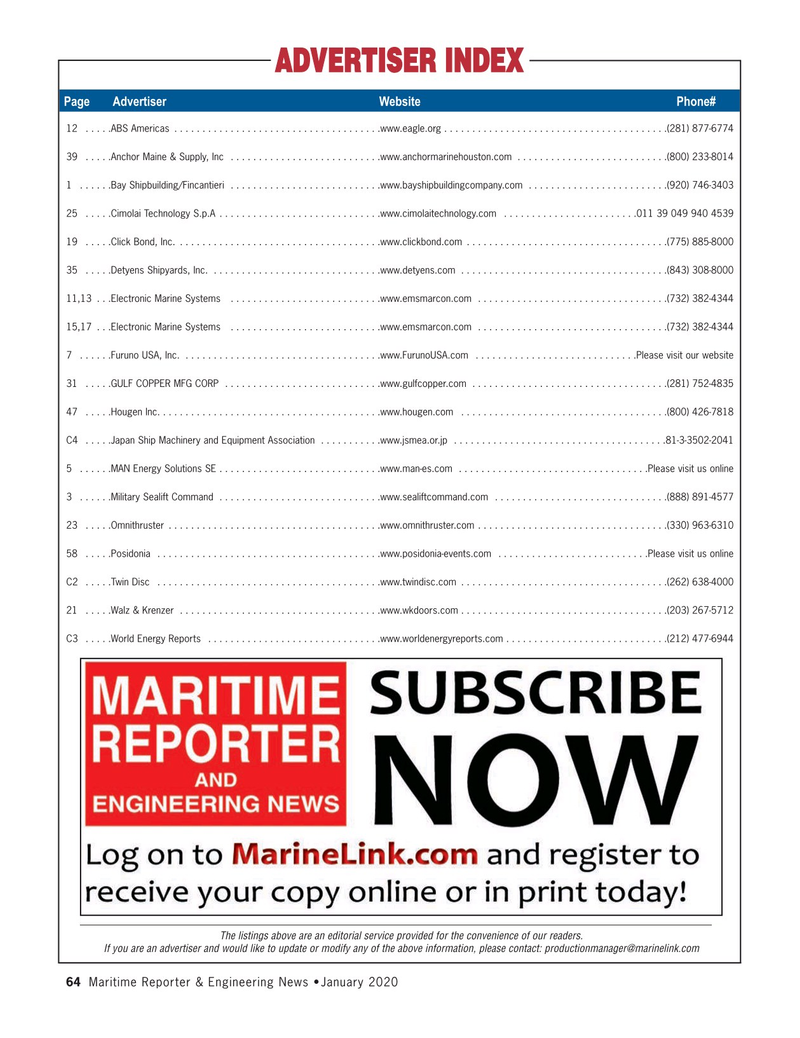 Maritime Reporter Magazine, page 64,  Jan 2020