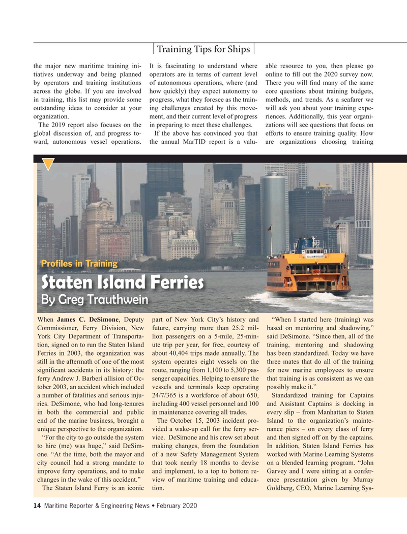 Maritime Reporter Magazine, page 14,  Feb 2020