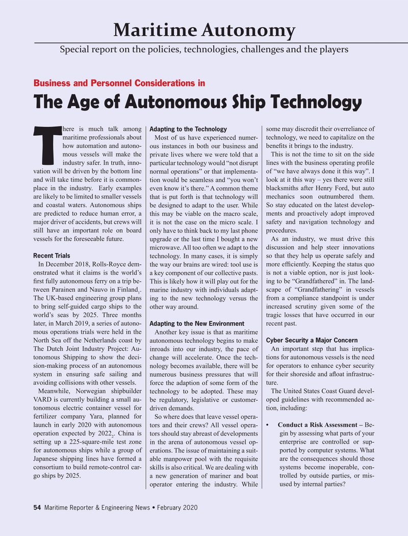Maritime Reporter Magazine, page 54,  Feb 2020