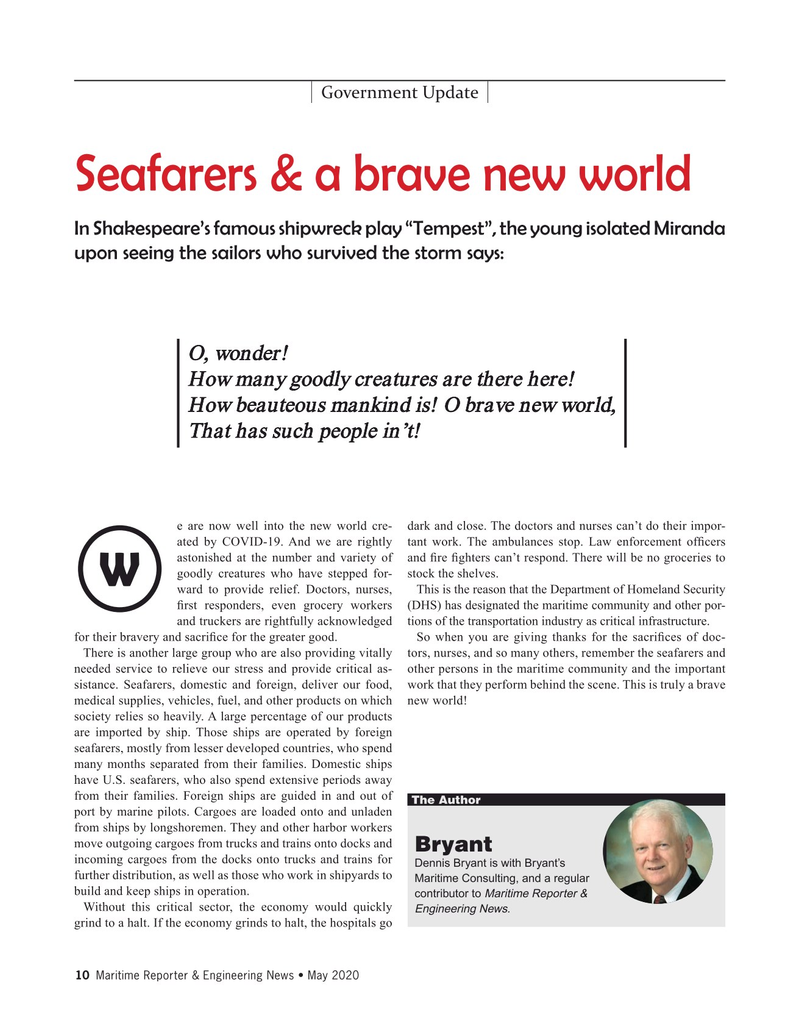Maritime Reporter Magazine, page 10,  May 2020