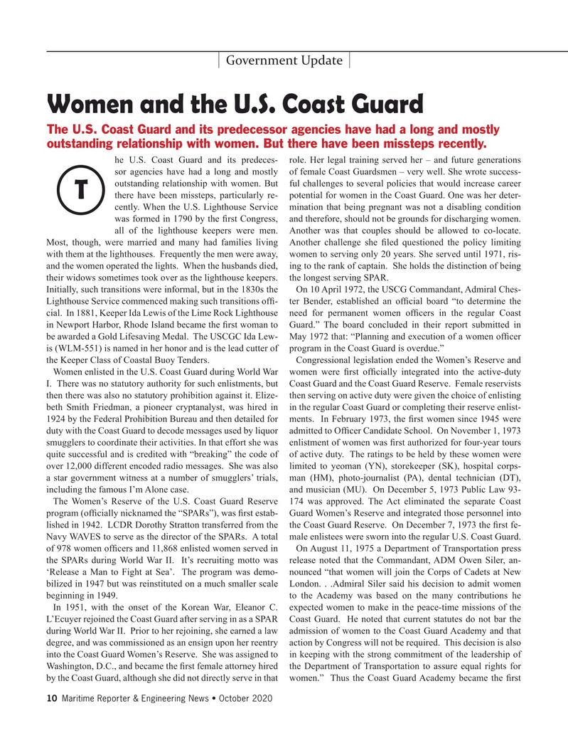 Maritime Reporter Magazine, page 10,  Oct 2020