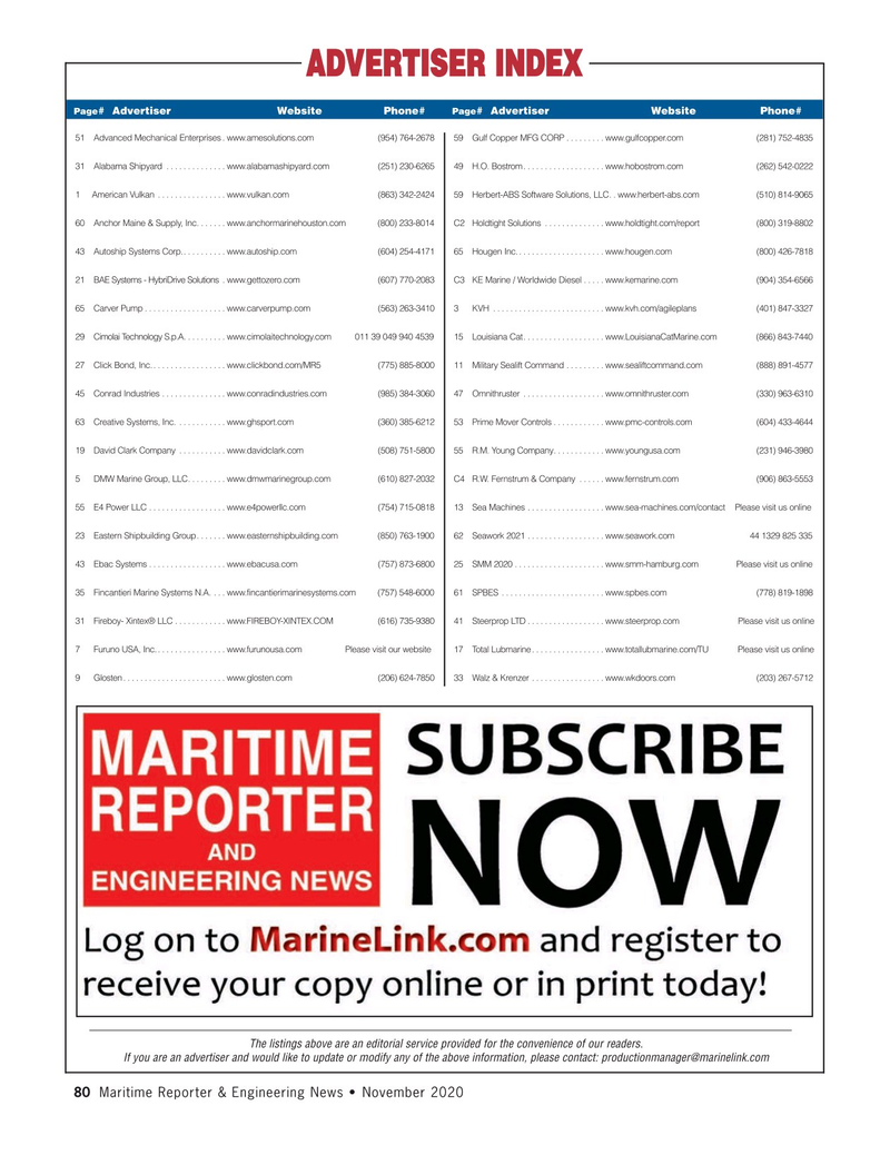 Maritime Reporter Magazine, page 80,  Nov 2020