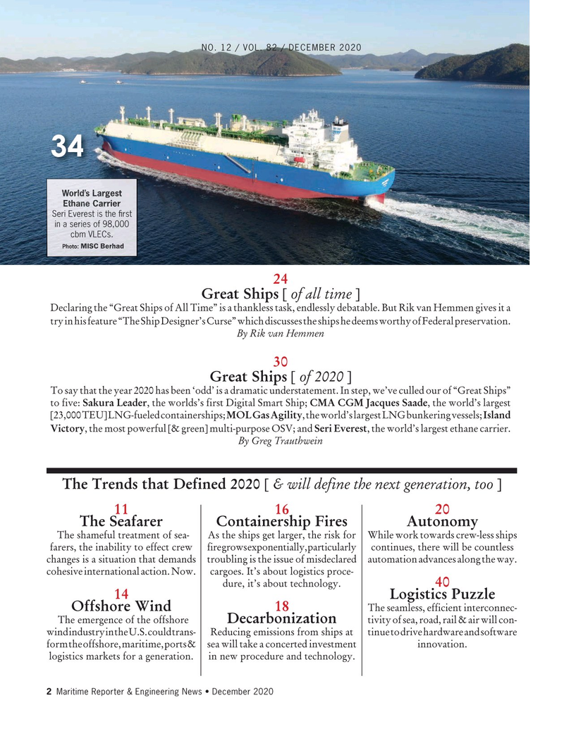 Maritime Reporter Magazine, page 2,  Dec 2020
