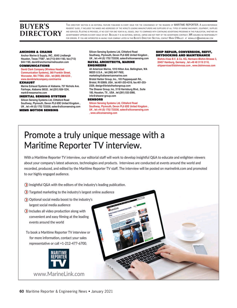 Maritime Reporter Magazine, page 60,  Jan 2021