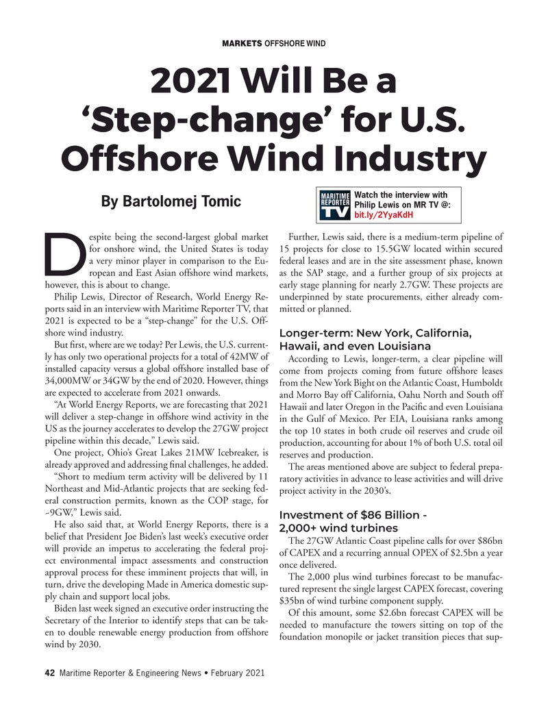 Maritime Reporter Magazine, page 42,  Feb 2021