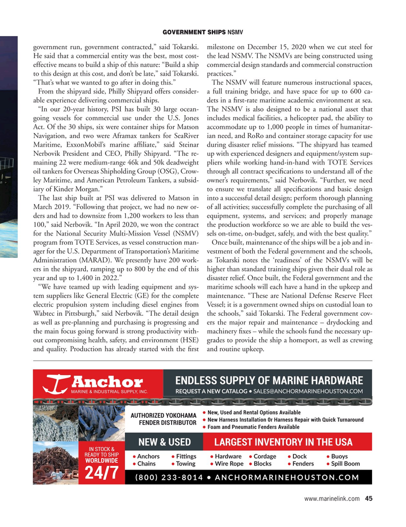 Maritime Reporter Magazine, page 45,  Feb 2021