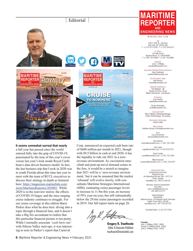 Maritime Reporter Magazine, page 6,  Feb 2021