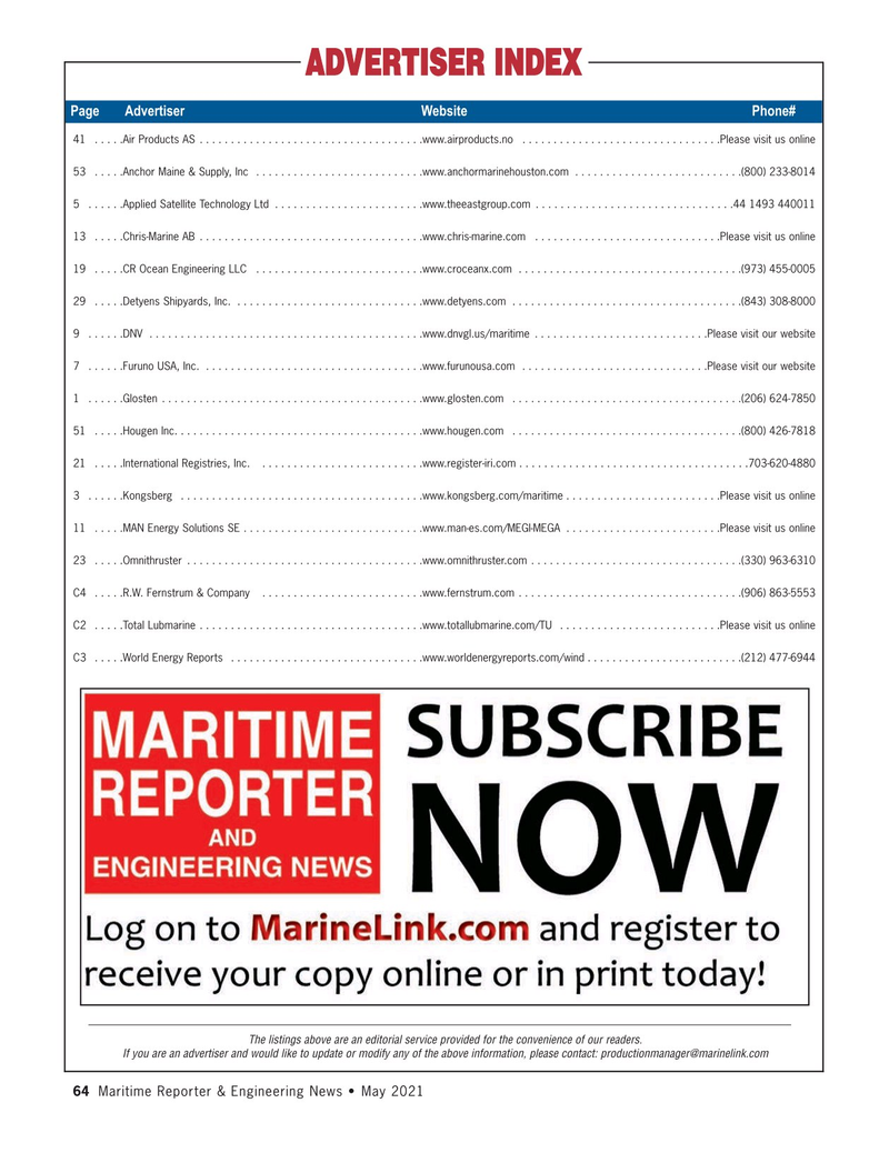 Maritime Reporter Magazine, page 64,  May 2021