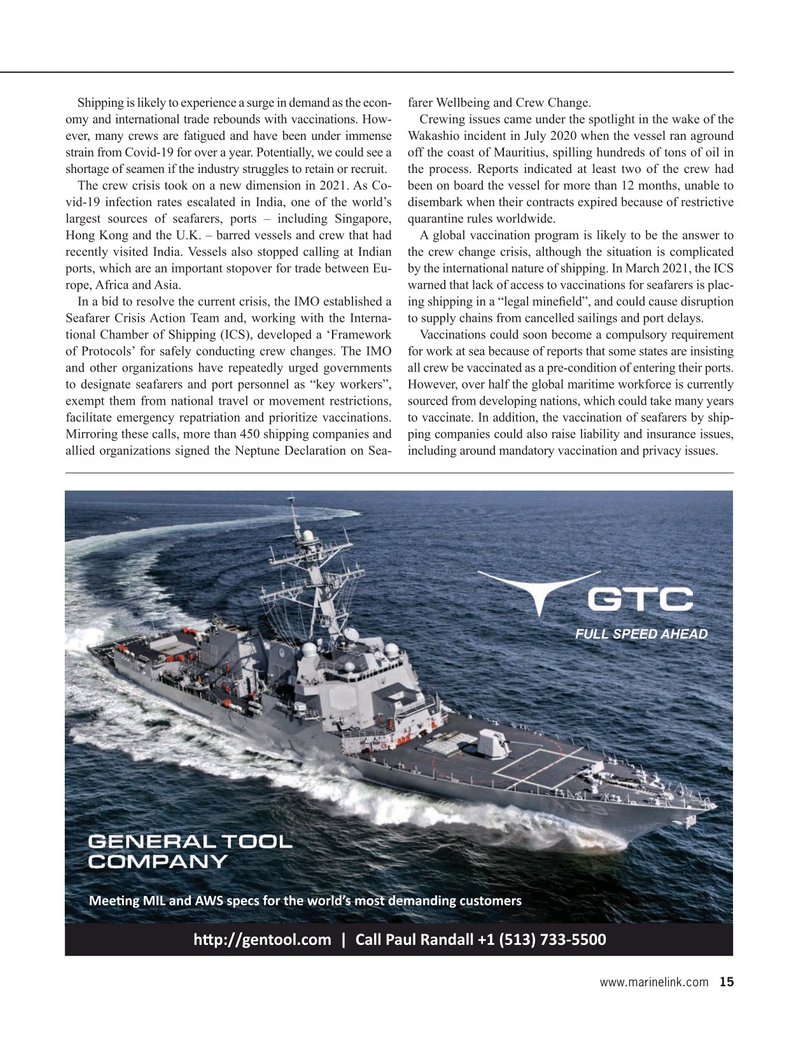 Maritime Reporter Magazine, page 15,  Sep 2021