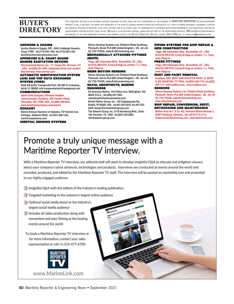 Maritime Reporter Magazine, page 60,  Sep 2021