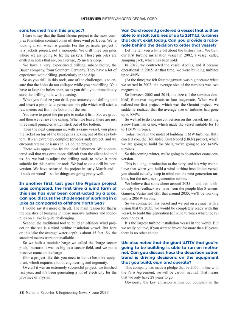 Maritime Reporter Magazine, page 38,  Jun 2022