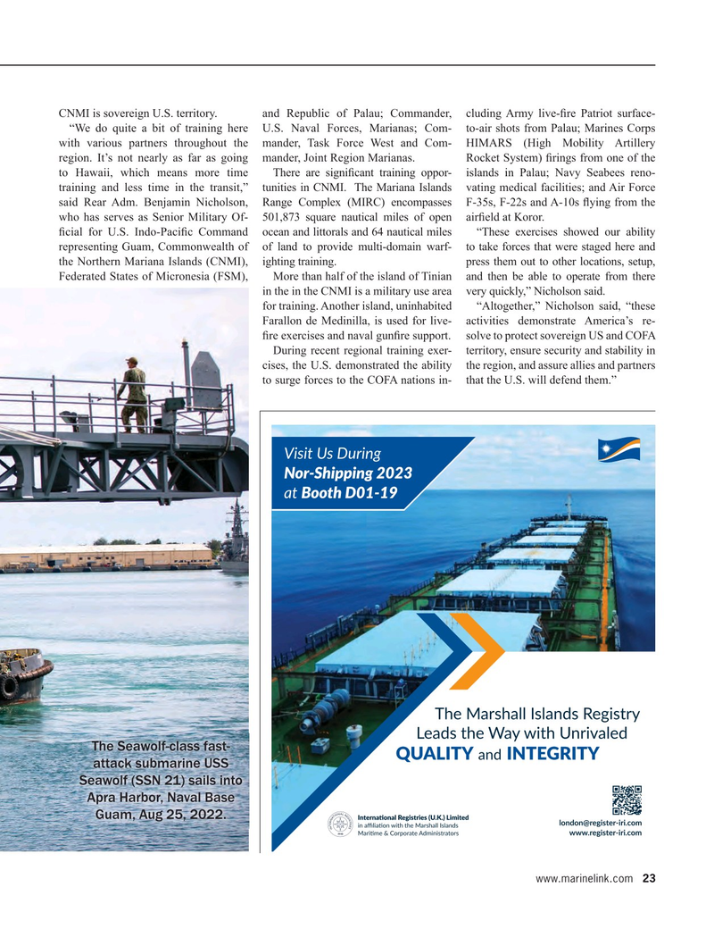 Maritime Reporter Magazine, page 23,  May 2023