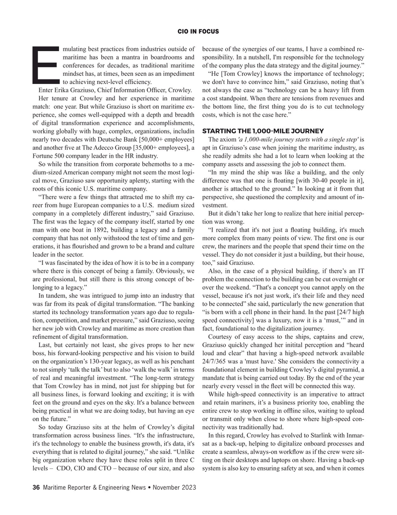 Maritime Reporter Magazine, page 36,  Nov 2023
