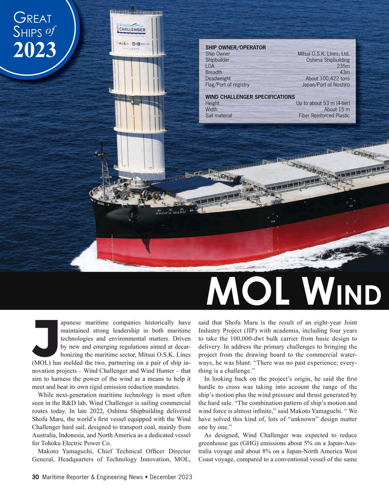 Maritime Reporter Magazine, page 30,  Dec 2023