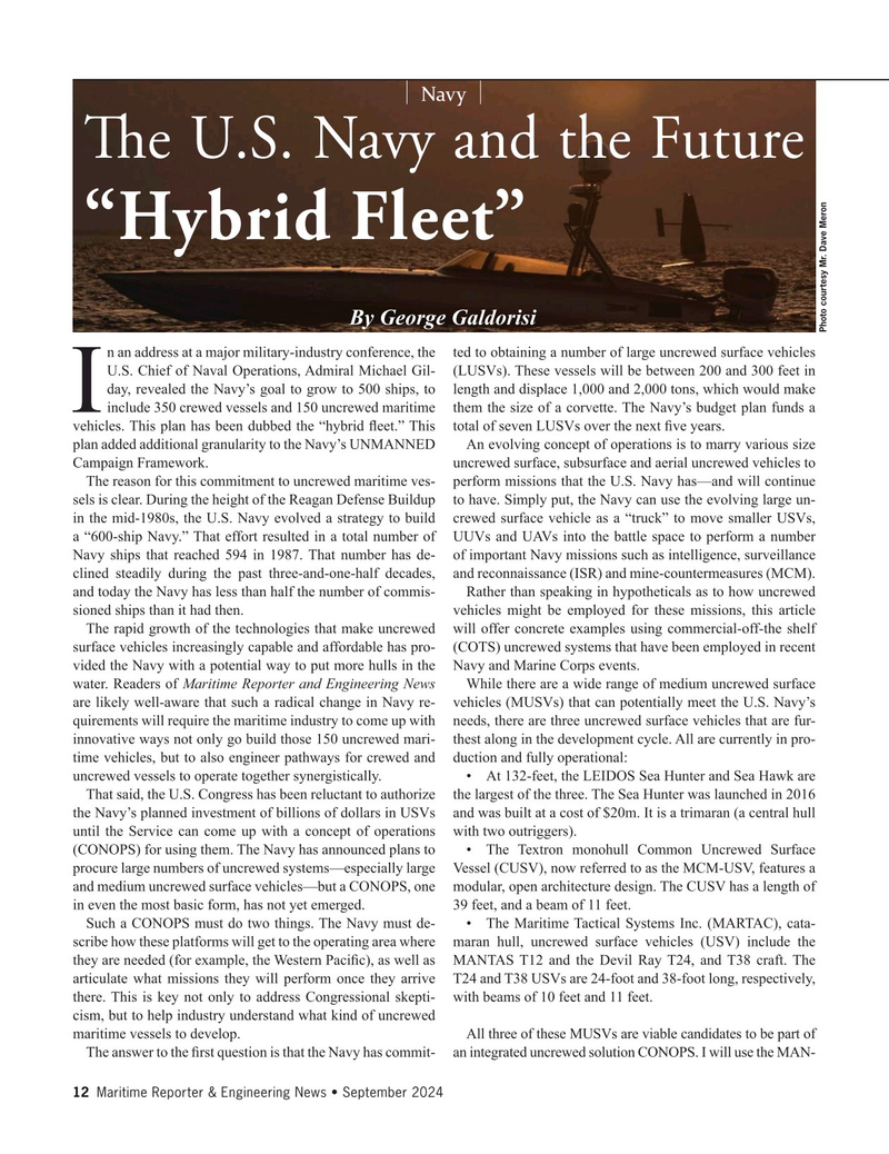 Maritime Reporter Magazine, page 12,  Sep 2024