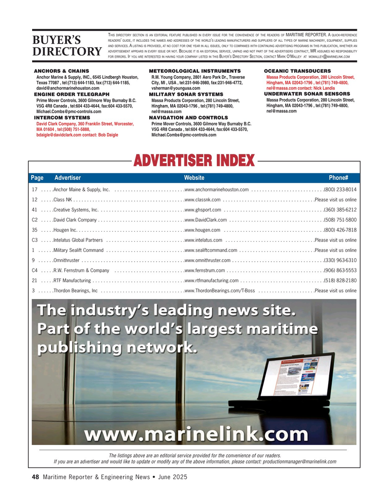 Maritime Reporter Magazine, page 48,  Jun 2025