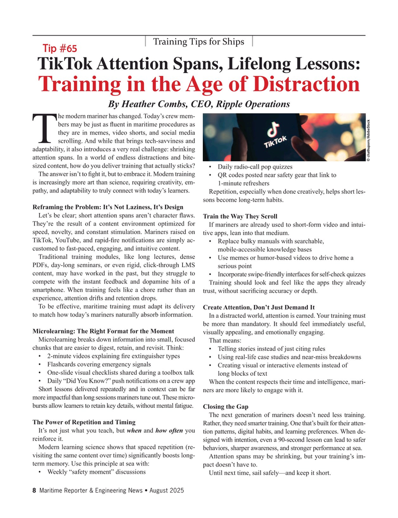 Maritime Reporter Magazine, page 8,  Aug 2025