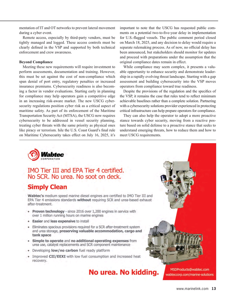 Maritime Reporter Magazine, page 13,  Aug 2025