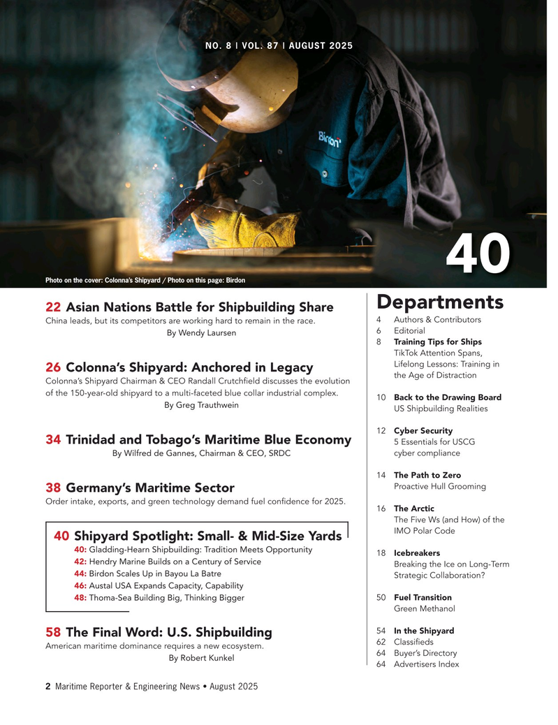 Maritime Reporter Magazine, page 2,  Aug 2025
