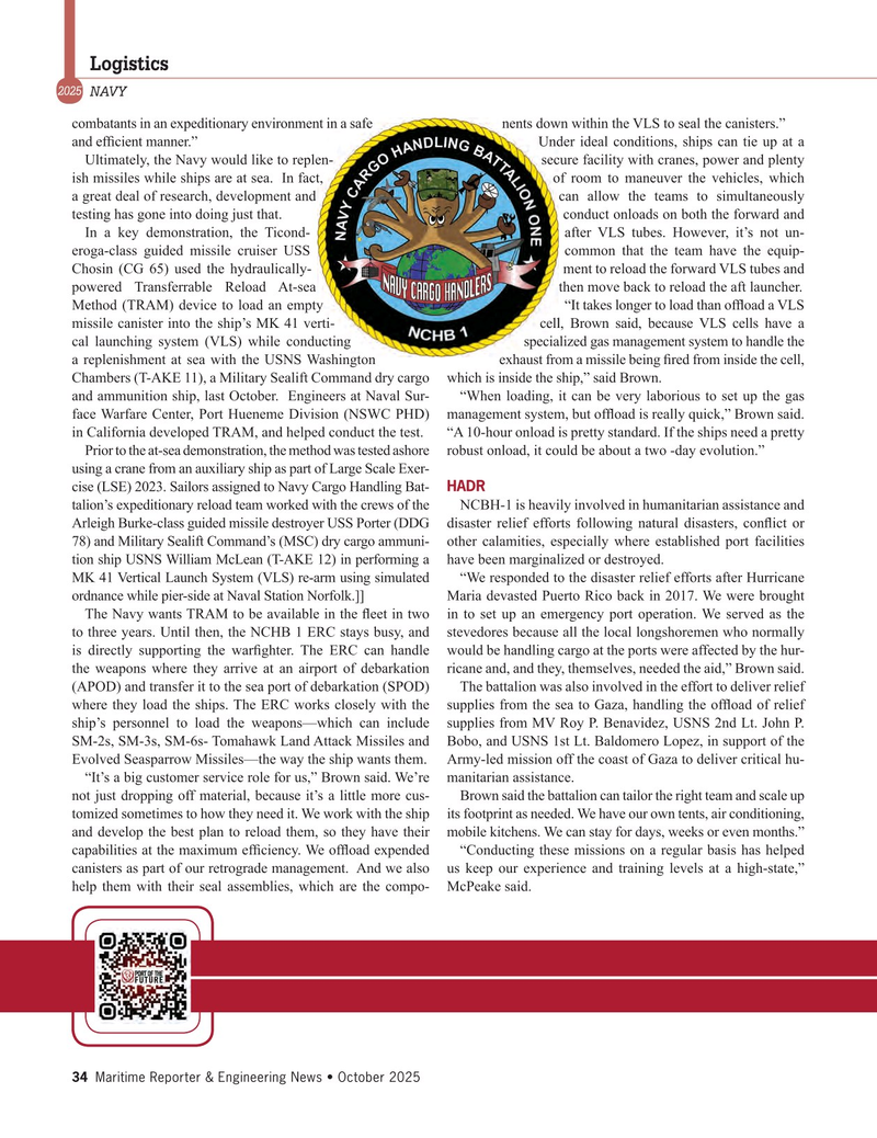 Maritime Reporter Magazine, page 34,  Oct 2025