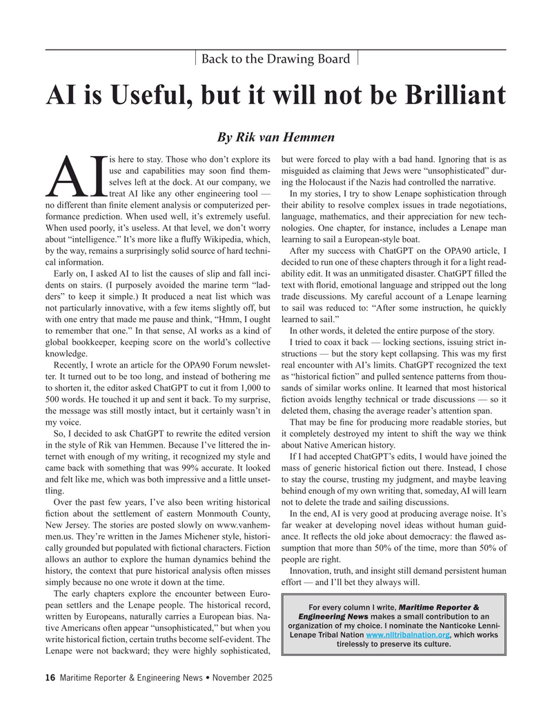 Maritime Reporter Magazine, page 16, Nov 2025