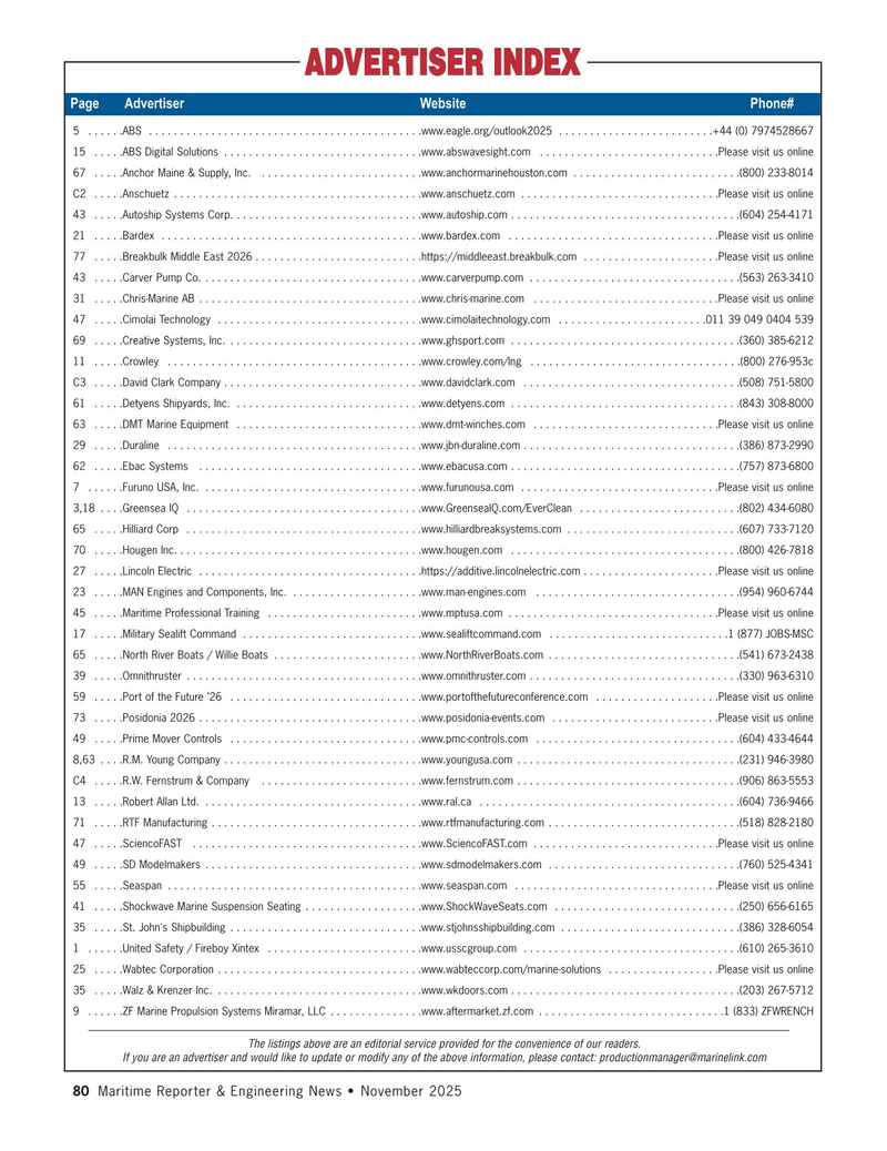Maritime Reporter Magazine, page 80,  Nov 2025