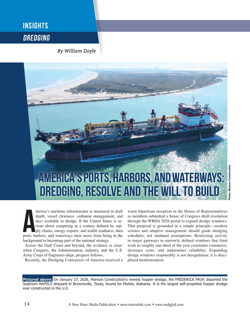 Maritime Reporter Magazine, page 14,  Feb 16, 2026