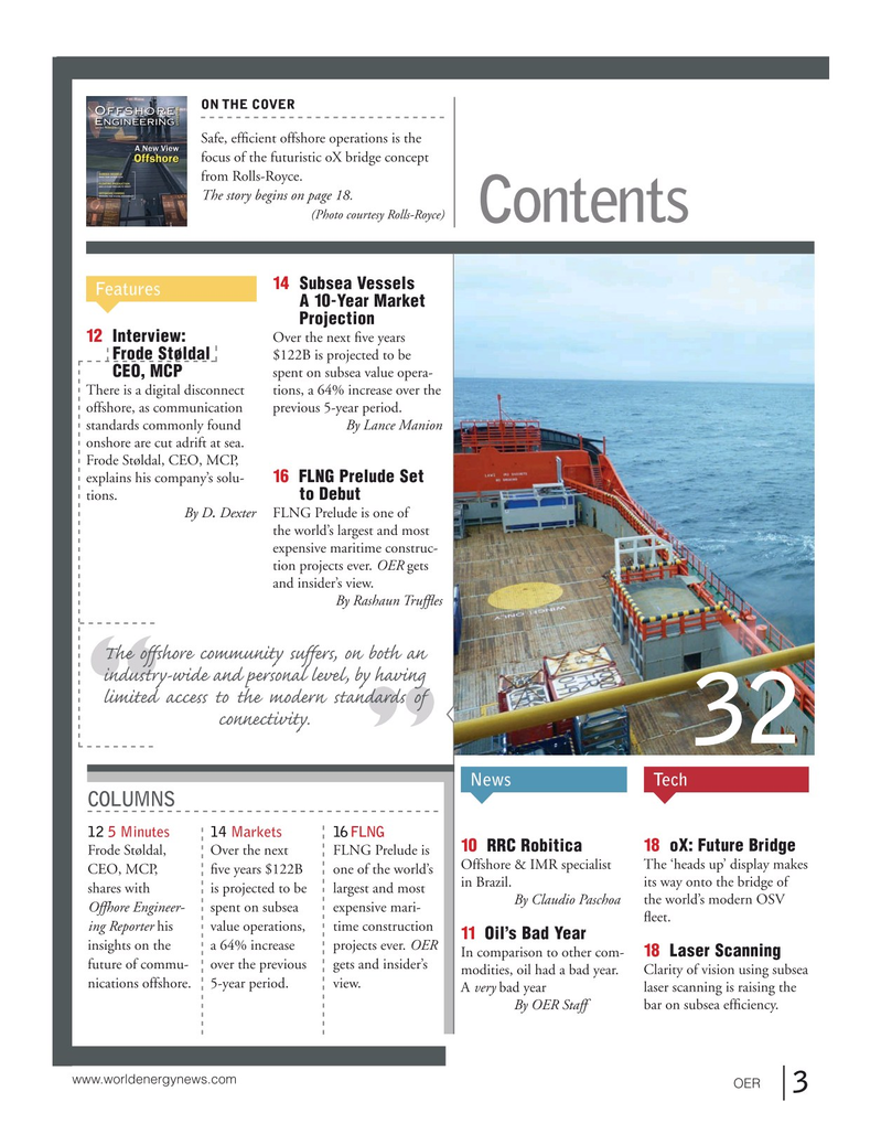Offshore Energy Reporter Magazine, page 1,  Jan 2015