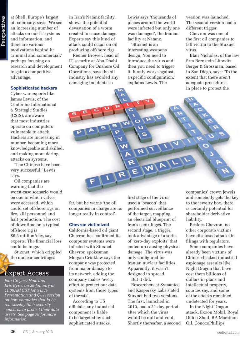 Offshore Engineer Magazine, page 24,  Jan 2013