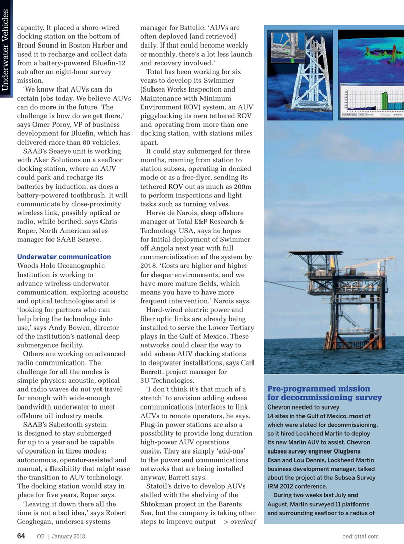 Offshore Engineer Magazine, page 62,  Jan 2013