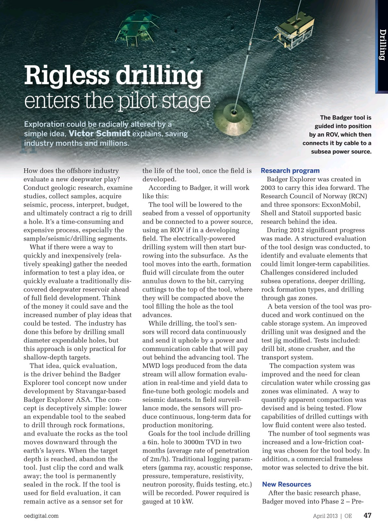 Offshore Engineer Magazine, page 45,  Apr 2013
