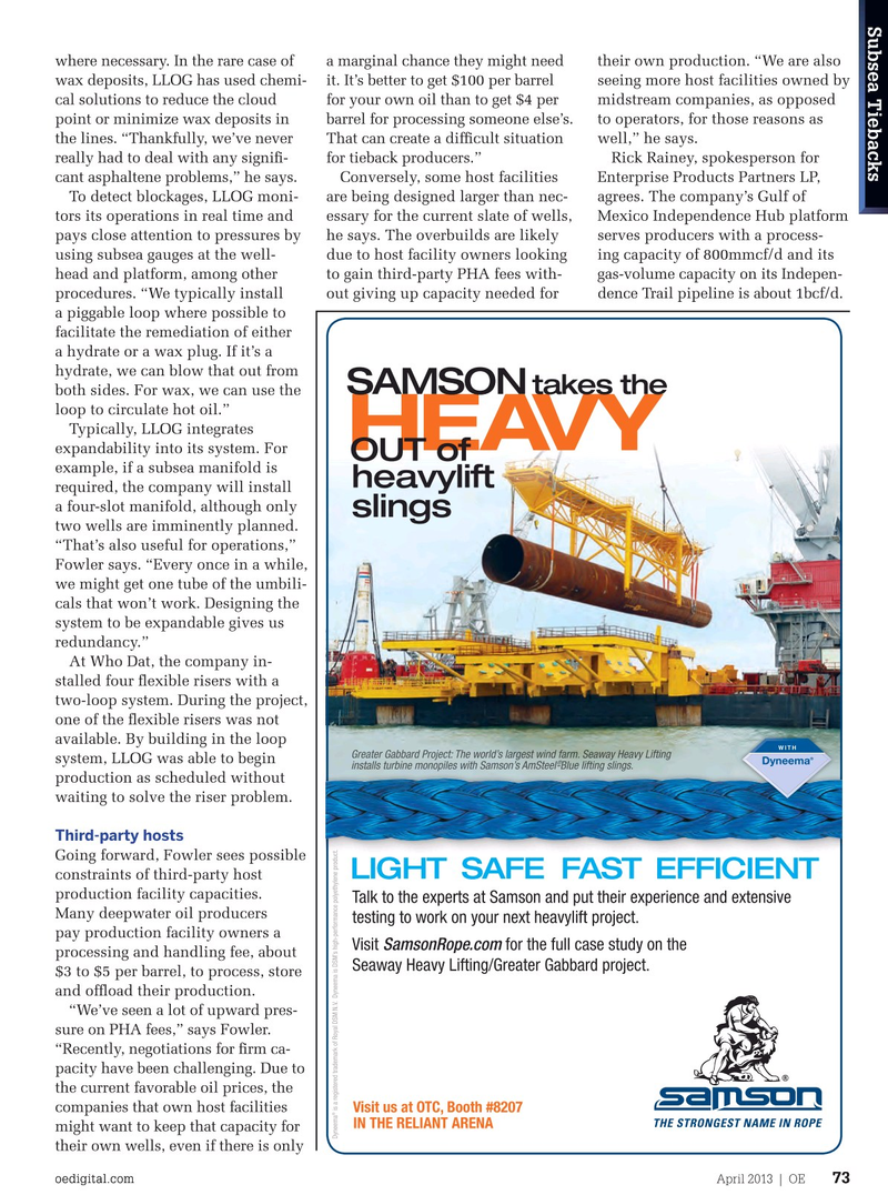 Offshore Engineer Magazine, page 71,  Apr 2013