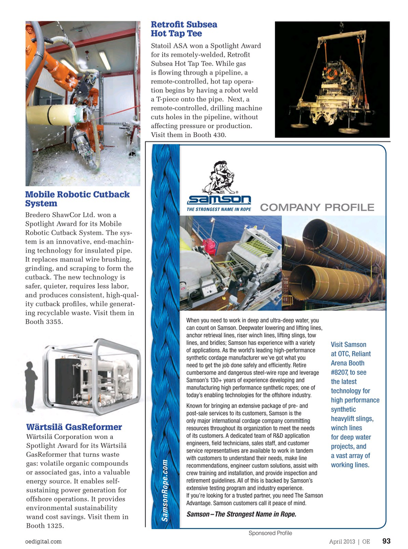 Offshore Engineer Magazine, page 91,  Apr 2013