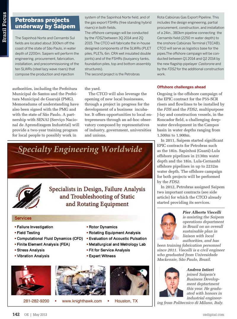Offshore Engineer Magazine, page 140,  May 2013
