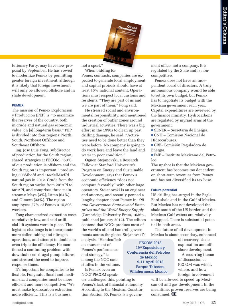 Offshore Engineer Magazine, page 19,  May 2013