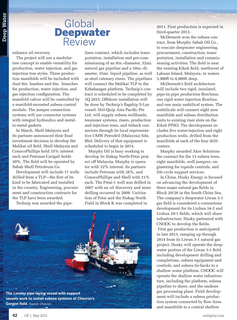 Offshore Engineer Magazine, page 40,  May 2013