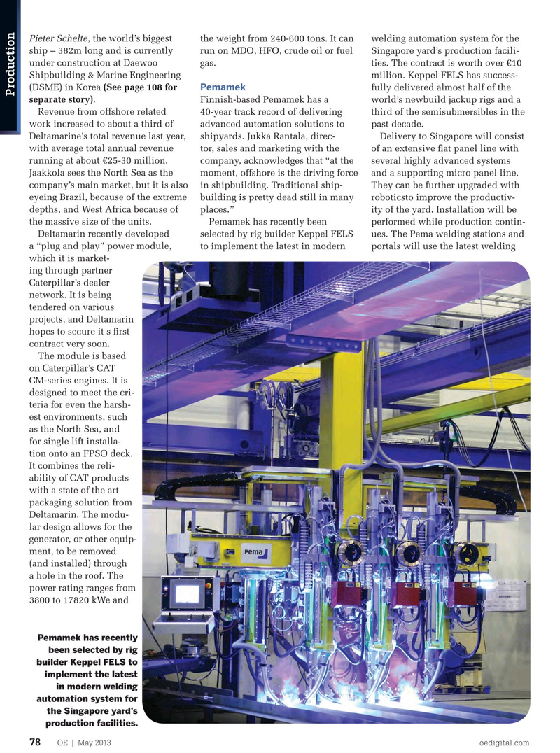 Offshore Engineer Magazine, page 76,  May 2013