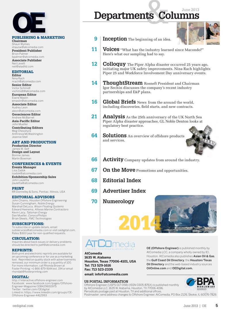 Offshore Engineer Magazine, page 3,  Jun 2013