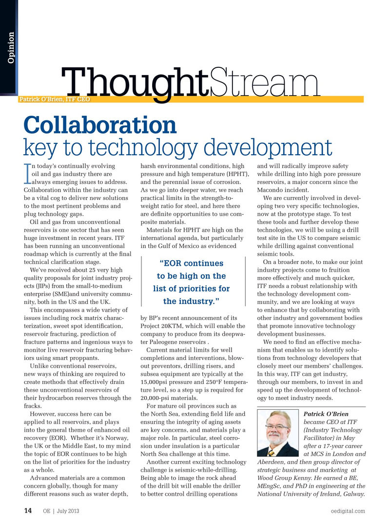 Offshore Engineer Magazine, page 12,  Jul 2013