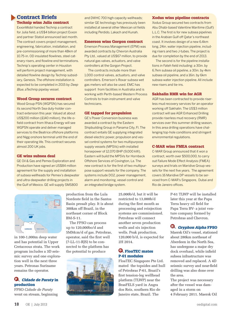 Offshore Engineer Magazine, page 16,  Jul 2013