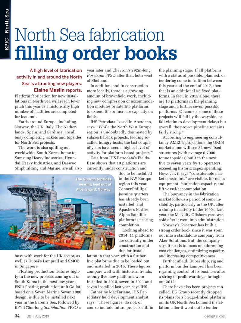 Offshore Engineer Magazine, page 32,  Jul 2013