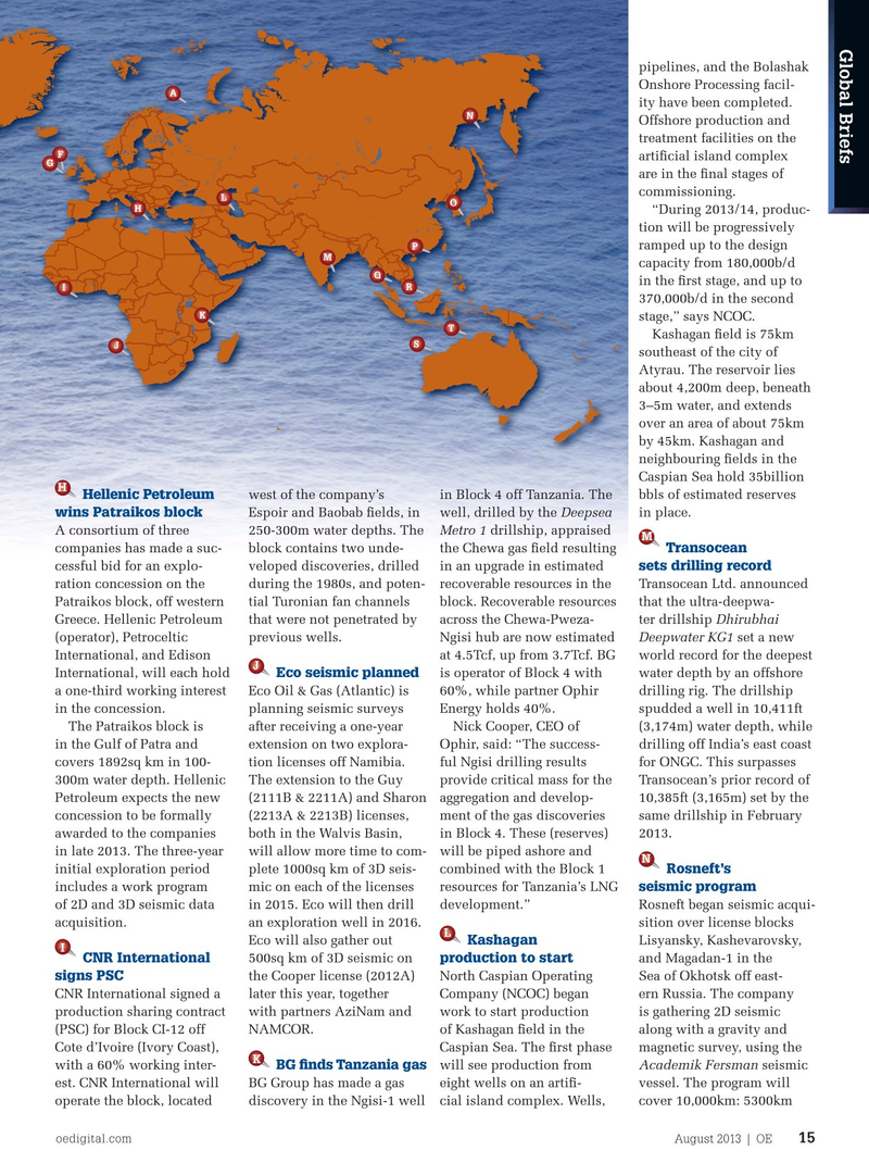 Offshore Engineer Magazine, page 13,  Aug 2013