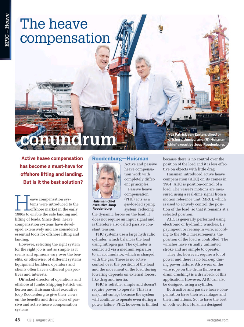 Offshore Engineer Magazine, page 46,  Aug 2013
